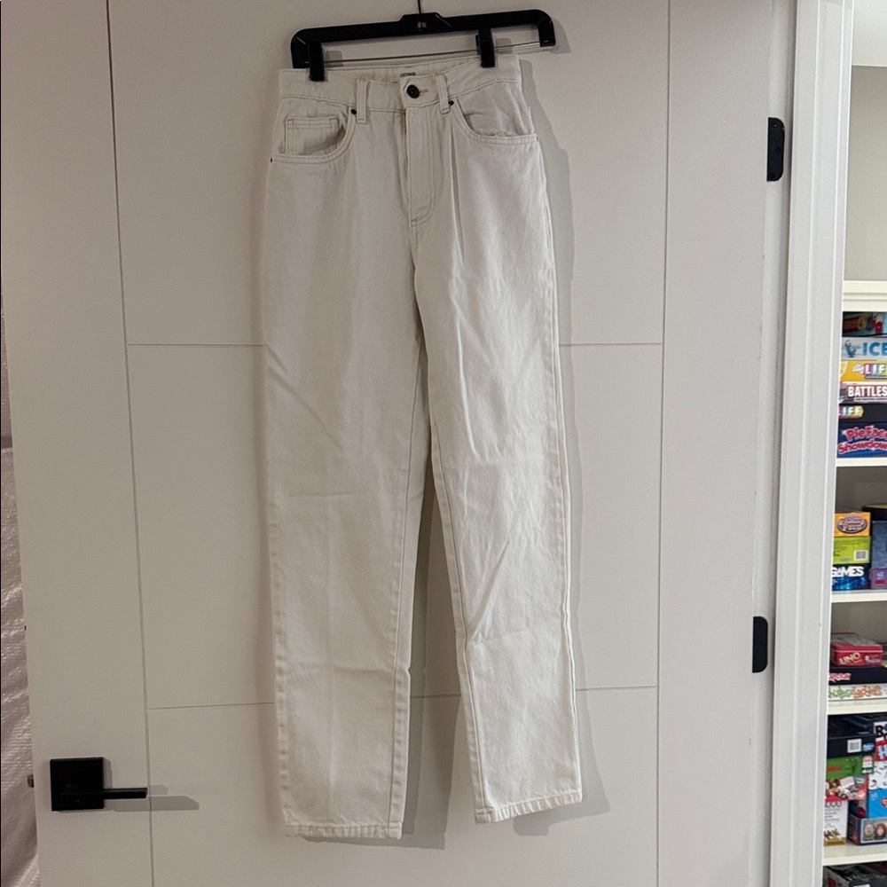 Cotton On Women's Long Straight Leg Cream Jeans